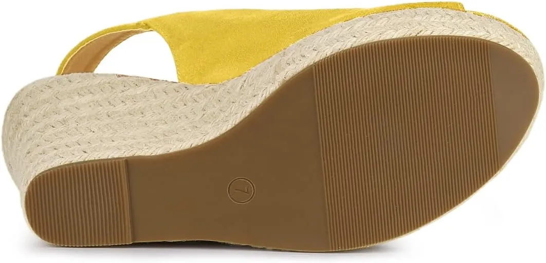 Allegra K Women's Espadrille Platform Heeled Wedges Sandals
