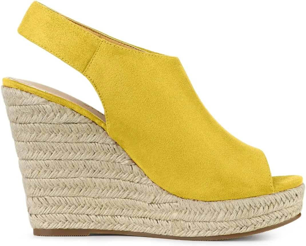 Allegra K Women's Espadrille Platform Heeled Wedges Sandals