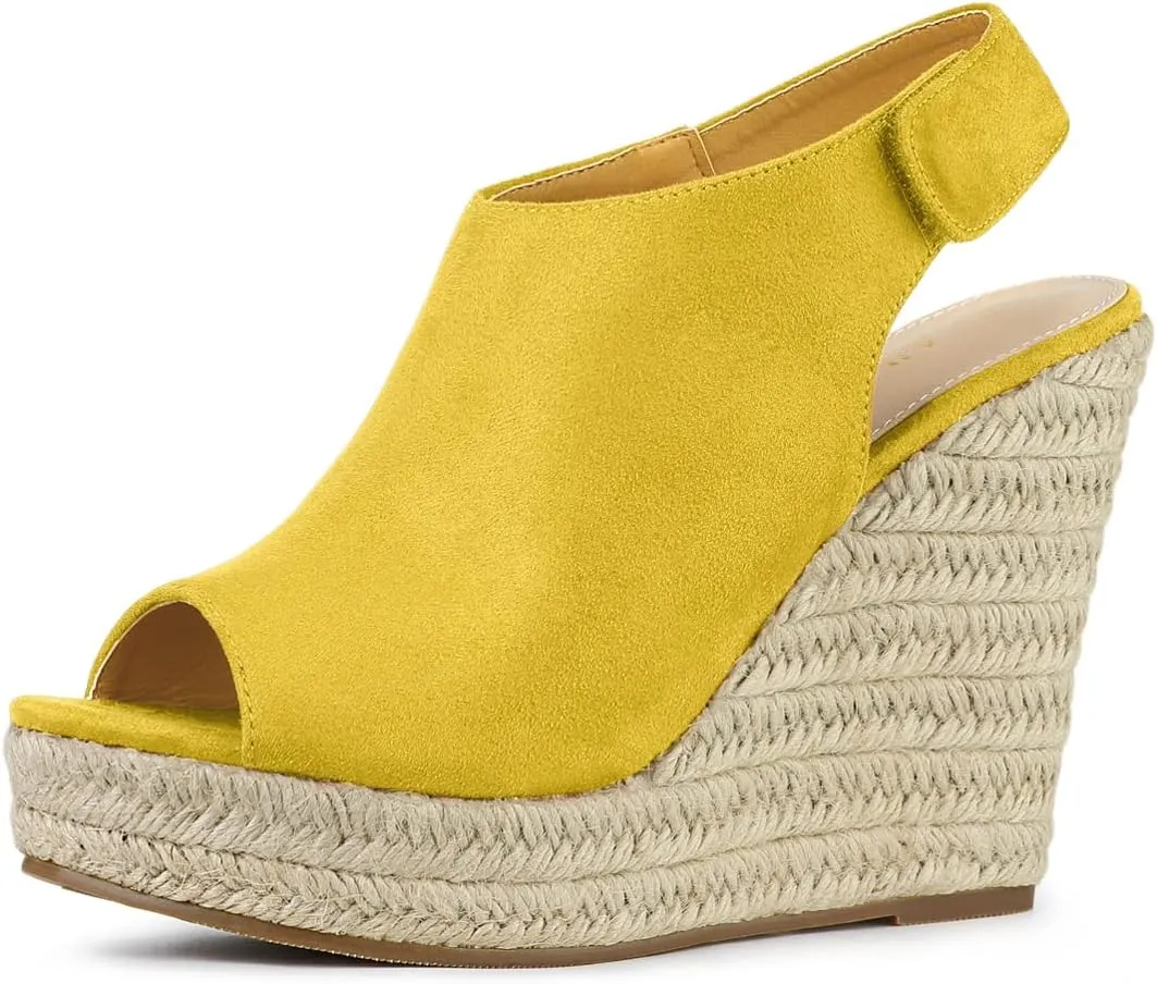 Allegra K Women's Espadrille Platform Heeled Wedges Sandals