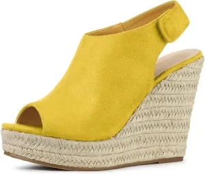 Allegra K Women's Espadrille Platform Heeled Wedges Sandals