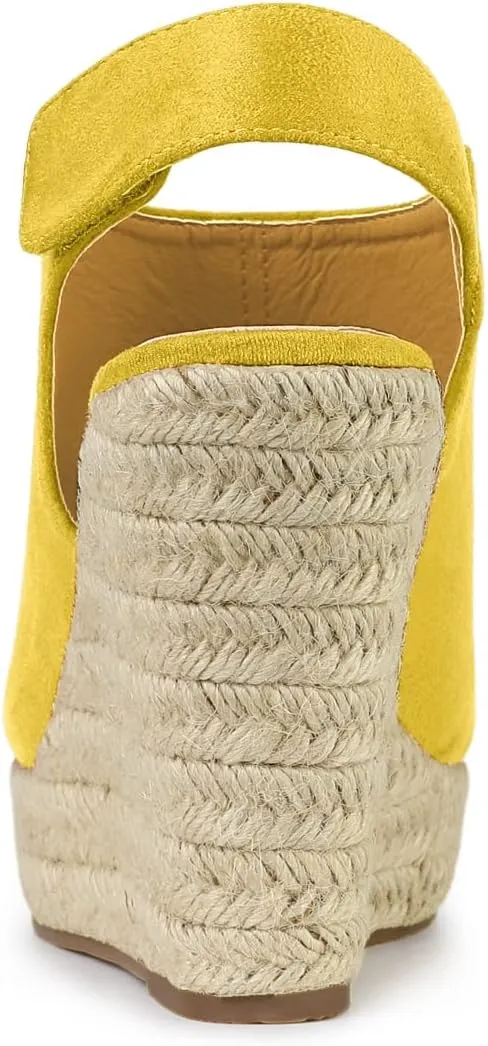 Allegra K Women's Espadrille Platform Heeled Wedges Sandals