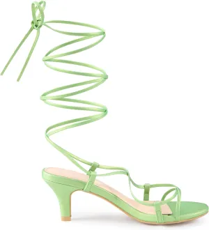 Allegra K Women's Strappy Lace Up Kitten Heels Sandals