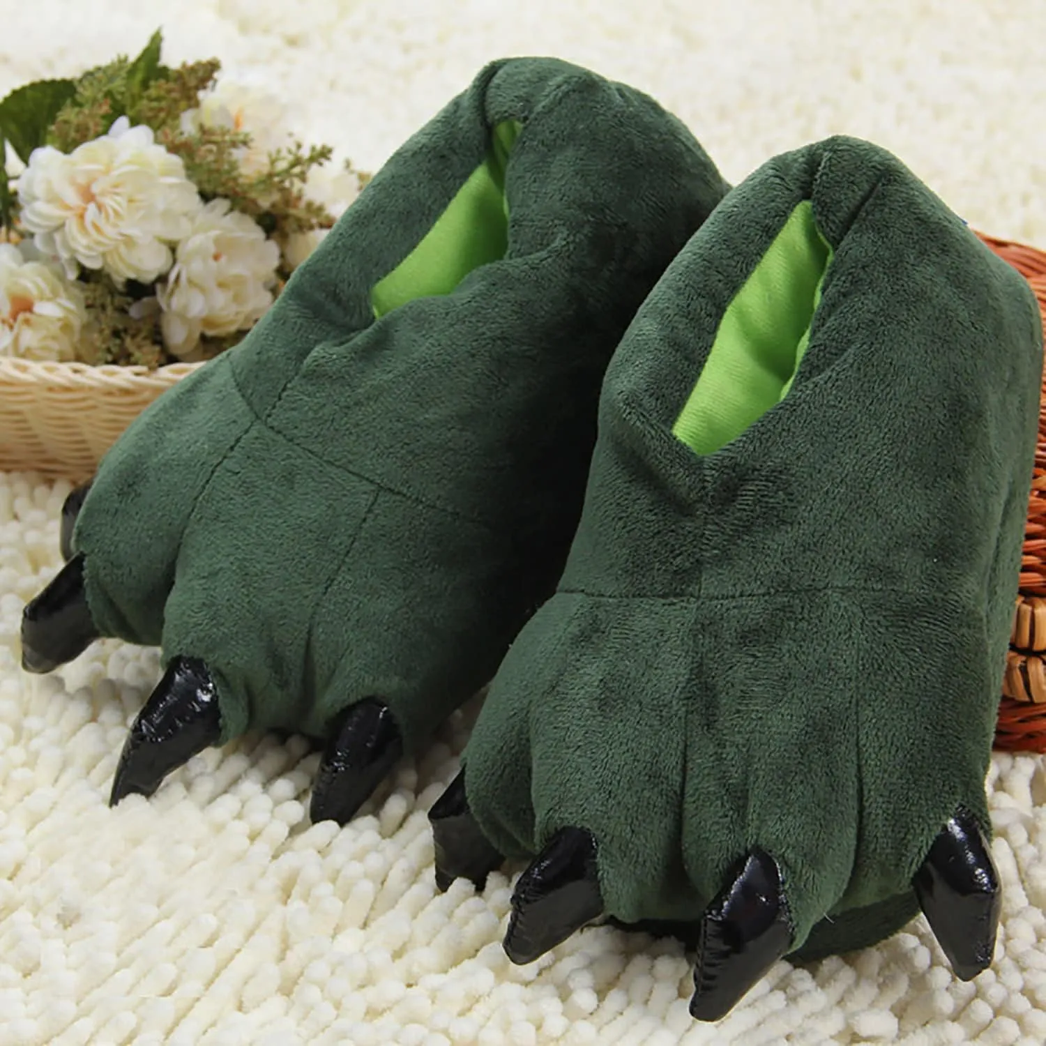 Animal paws plush cotton slippers men and women universal soft paws home cotton shoes