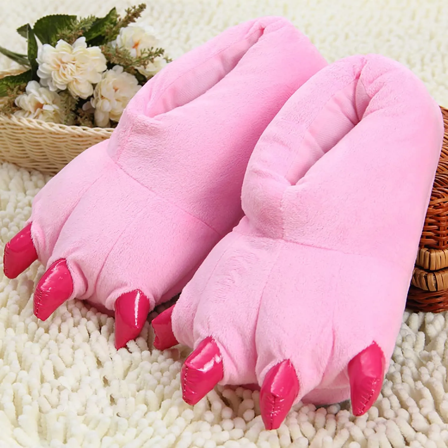 Animal paws plush cotton slippers men and women universal soft paws home cotton shoes