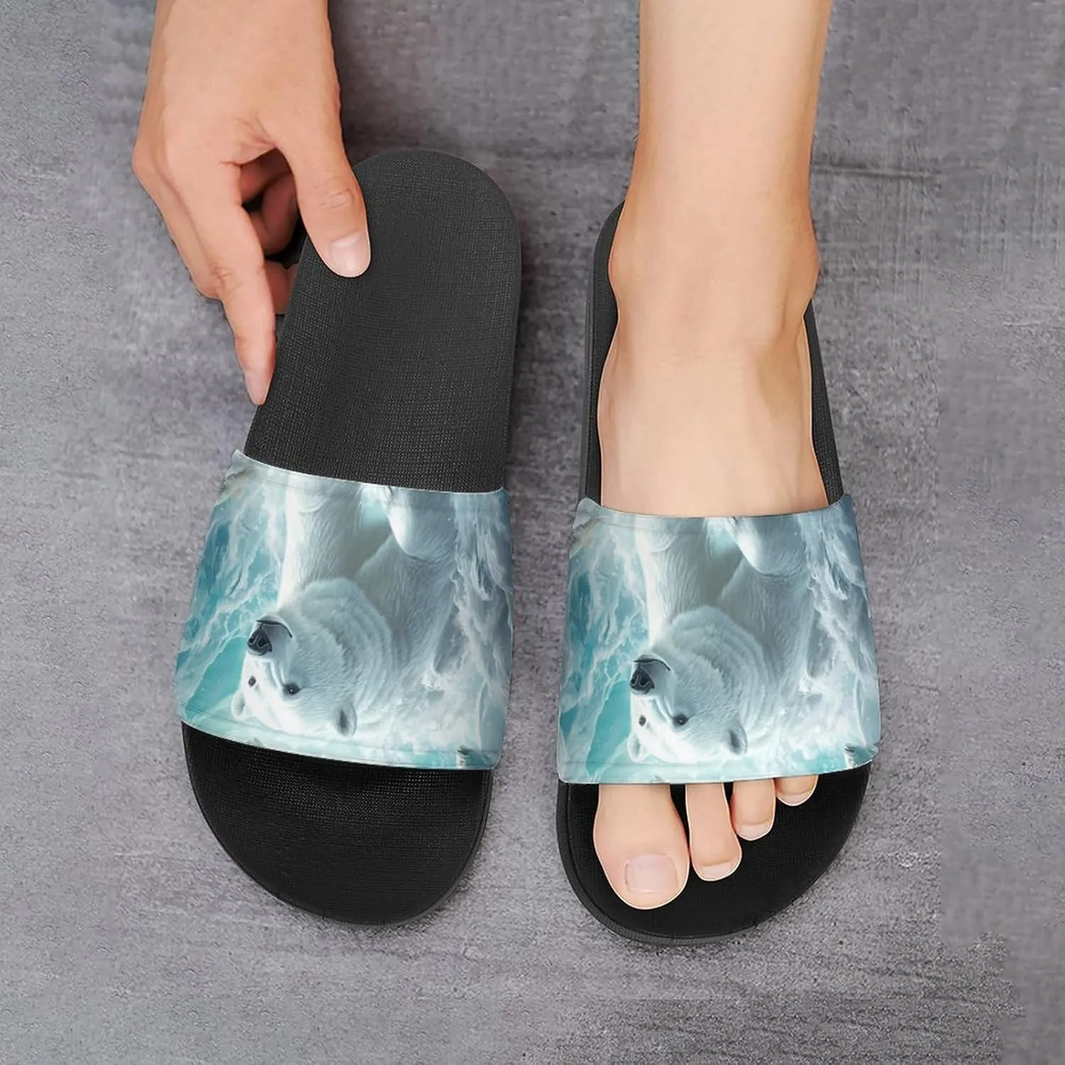 Arctic Bears Brave The Arctic Unisex Non-Slip Home Slippers Open-toe Outdoor Indoor Slide Shoes Shower Sandals
