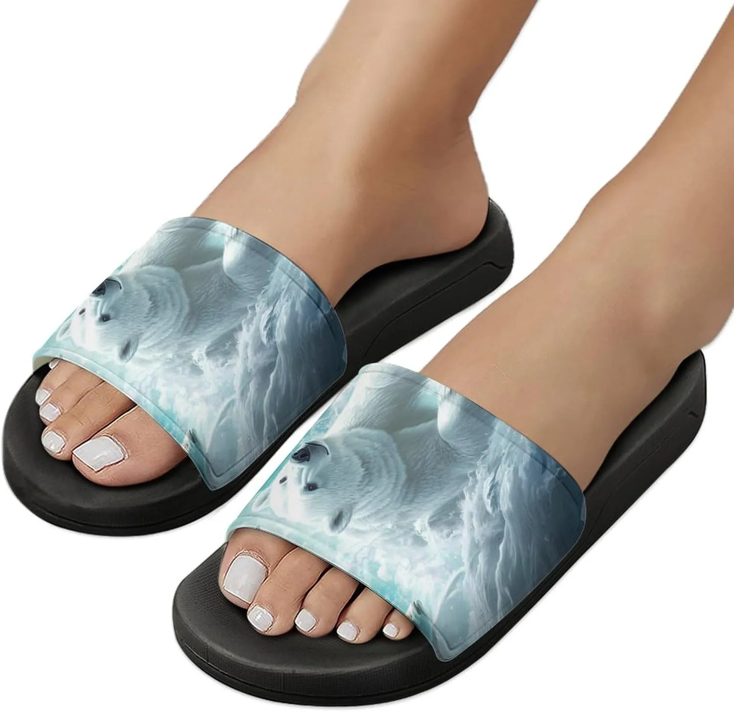 Arctic Bears Brave The Arctic Unisex Non-Slip Home Slippers Open-toe Outdoor Indoor Slide Shoes Shower Sandals