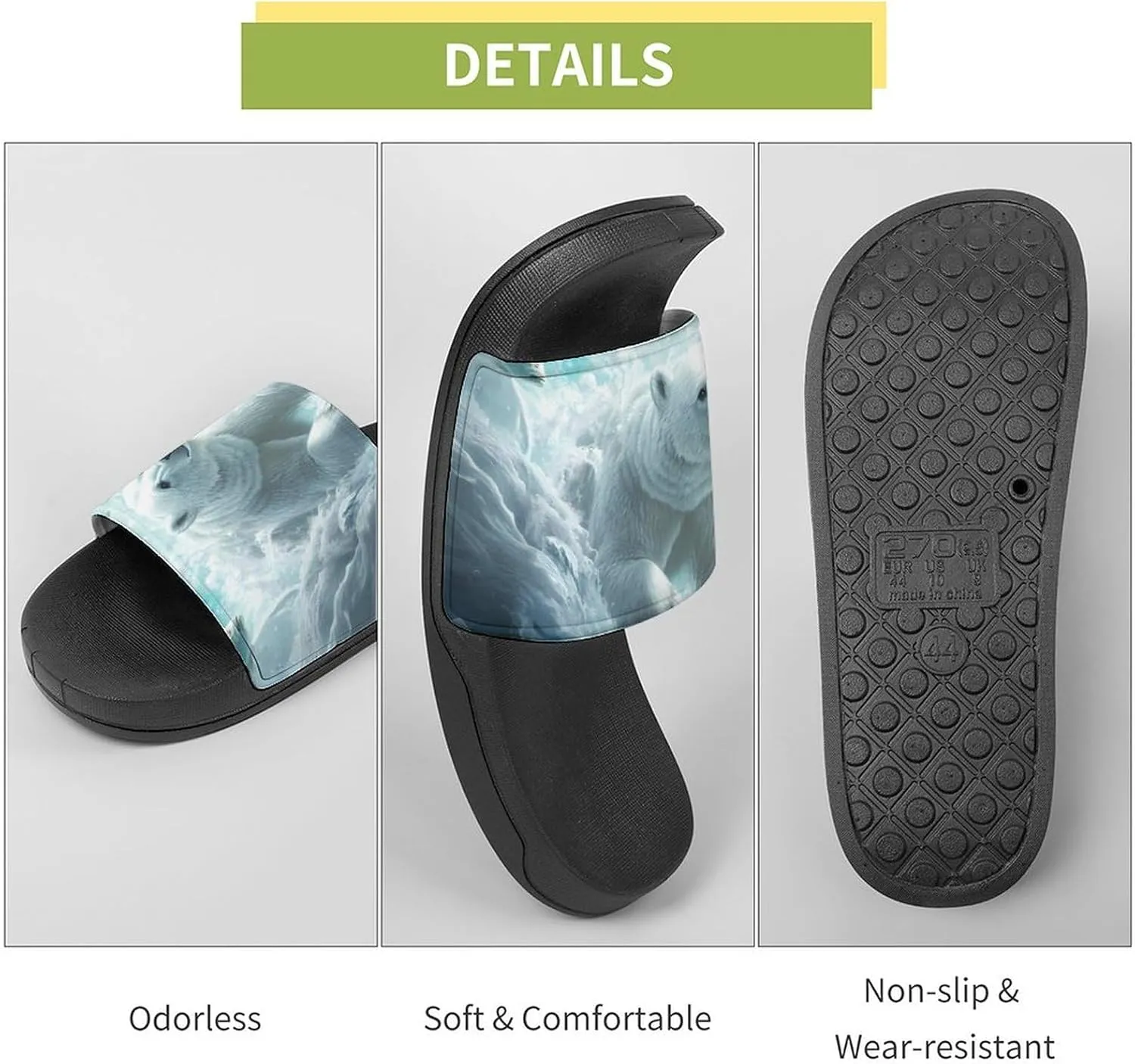 Arctic Bears Brave The Arctic Unisex Non-Slip Home Slippers Open-toe Outdoor Indoor Slide Shoes Shower Sandals