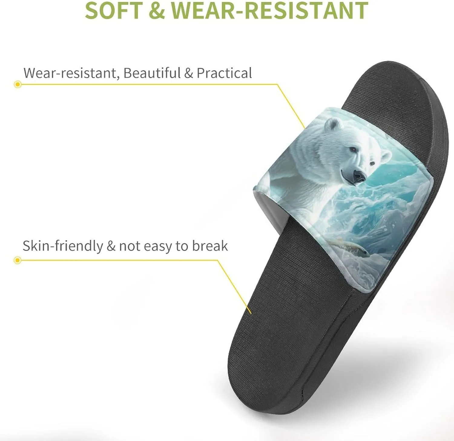 Arctic Bears Brave The Arctic Unisex Non-Slip Home Slippers Open-toe Outdoor Indoor Slide Shoes Shower Sandals