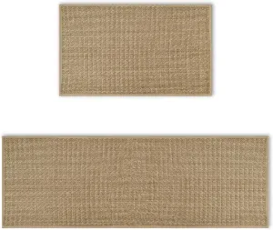 Artoid Mode Washable Non Slip Kitchen Rugs and Mats Set of 2, Rubber Backing Absorbent Kitchen Mats for Floor Front of Sink - 17x29 and 17x47 Inch