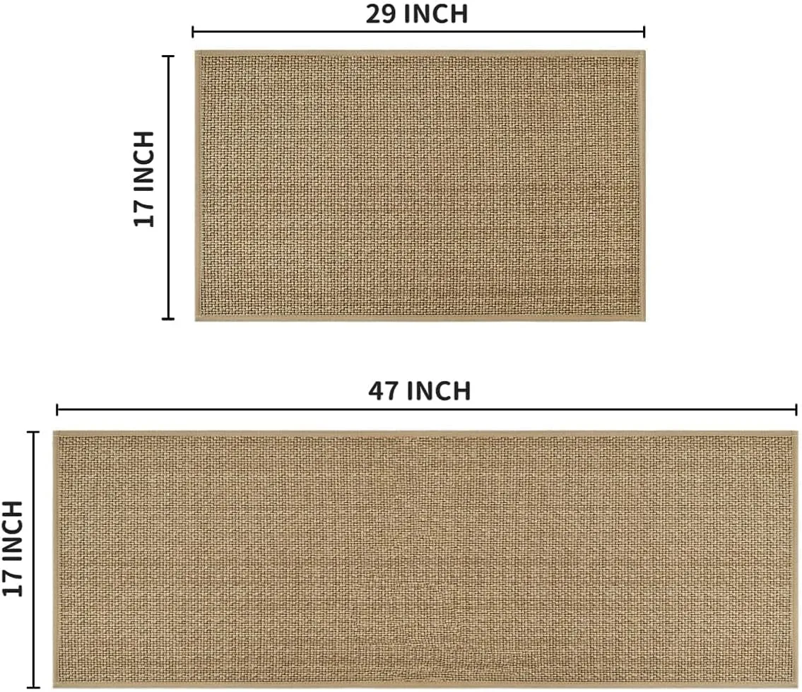 Artoid Mode Washable Non Slip Kitchen Rugs and Mats Set of 2, Rubber Backing Absorbent Kitchen Mats for Floor Front of Sink - 17x29 and 17x47 Inch