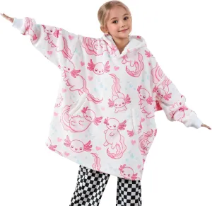 Axolotl Gifts for Girls, Oversized Wearable Blanket Hoodies for Kids, Gifts for Birthday, Christmas, and so on