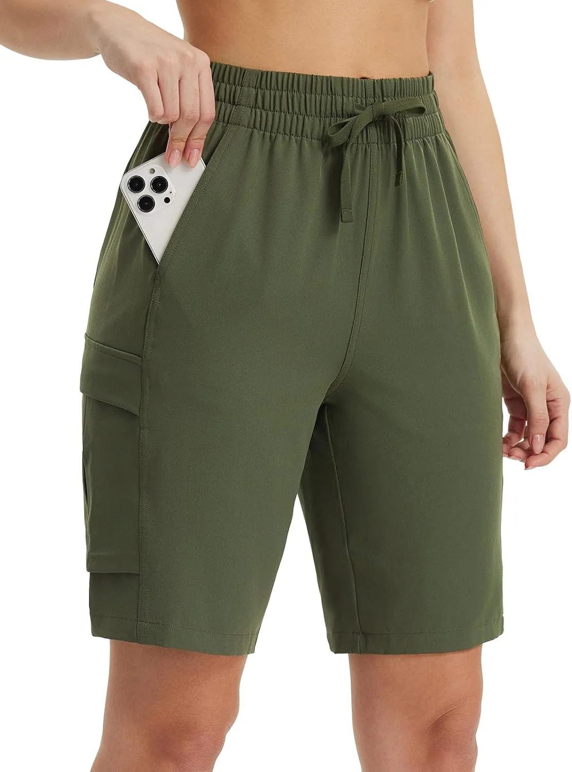 baleaf Women's 9" Cargo Shorts Hiking Water Resistant Pockets Bermuda Lightweight UPF50  Camping Travel Outdoor