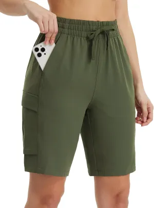 baleaf Women's 9" Cargo Shorts Hiking Water Resistant Pockets Bermuda Lightweight UPF50  Camping Travel Outdoor