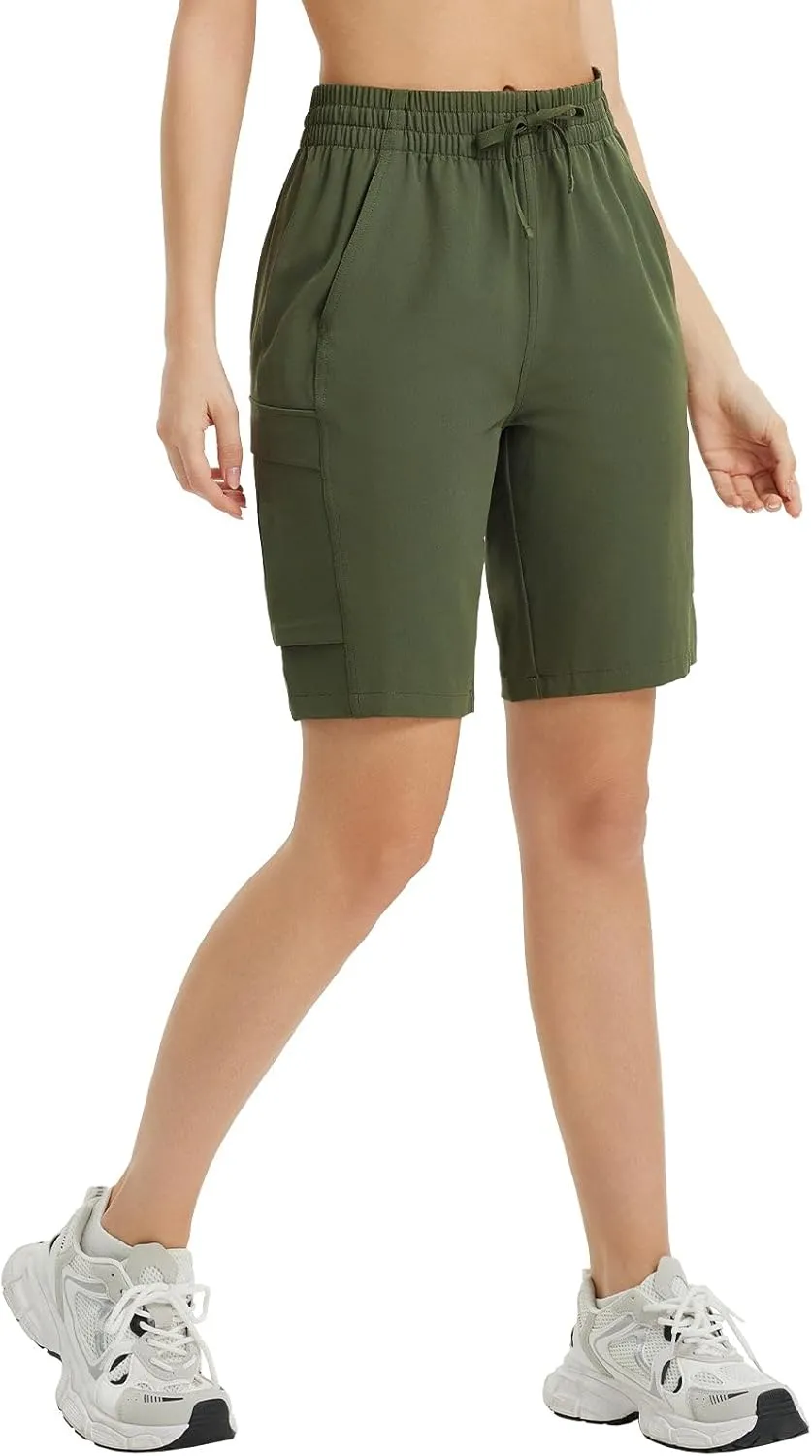 baleaf Women's 9" Cargo Shorts Hiking Water Resistant Pockets Bermuda Lightweight UPF50  Camping Travel Outdoor