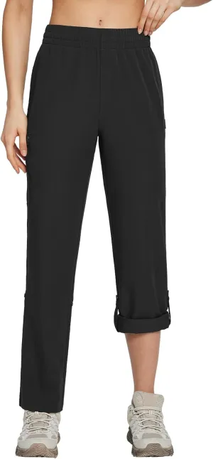 baleaf Women's Hiking Water Resistant Pants UPF Roll Up Convertible Capri Pant Quick Dry Zipper Pockets Travel Fishing