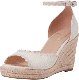 Bandolino Women's KENDRI Wedge Sandal, Ivory 150, 8.5