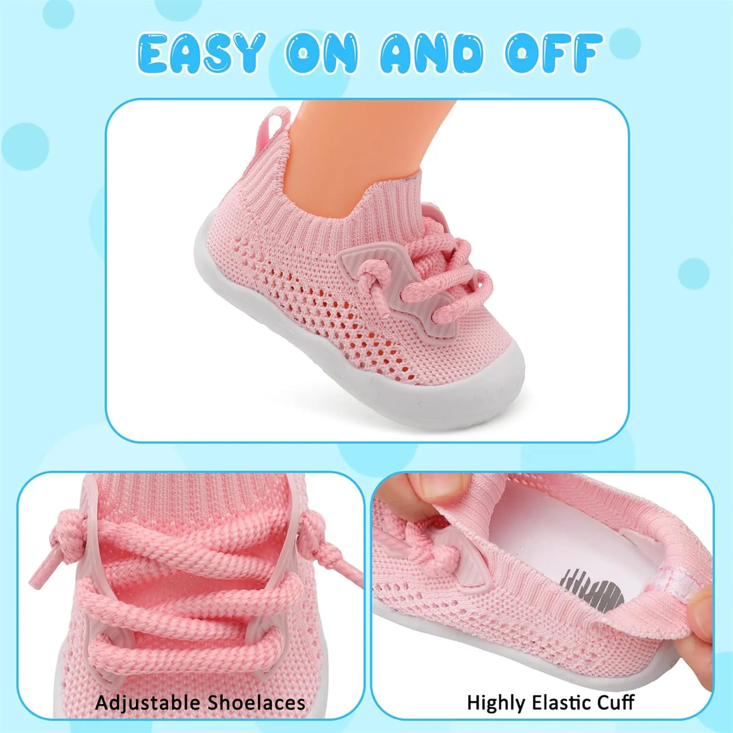 BARERUN Baby Shoes Baby First Walking Shoes Infant Sneakers Wide Barefoot Slip on Soft Sole Boys Girls Crib Shoe Toddler Breathable Lightweight House Socks