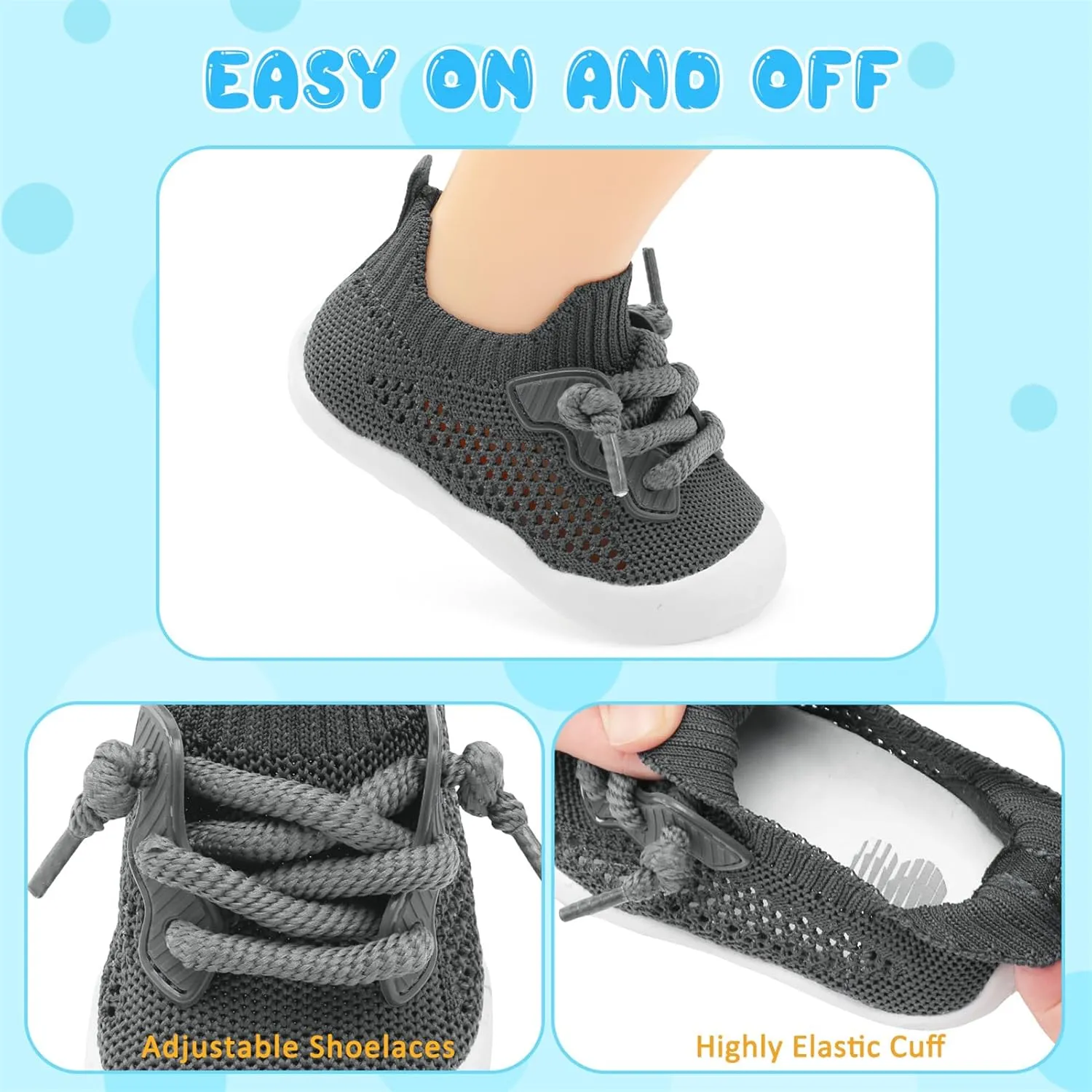 BARERUN Baby Shoes Baby First Walking Shoes Infant Sneakers Wide Barefoot Slip on Soft Sole Boys Girls Crib Shoe Toddler Breathable Lightweight House Socks