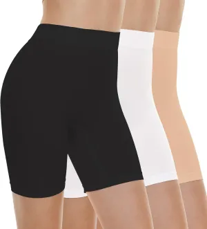 BATHRINS Womens Slip Shorts for Under Dresses, Tummy Control High Waist Seamless Smoothing Yoga Shorts