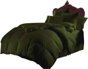 Bed in Bag 500 Series Egyptian Cotton 7 Piece 600 GSM Comforter Set ( Comforter   Flat Sheet   Fitted Sheet 20"   4 Pillow Cases ) Quilted Bedding Set Emperor King Olive