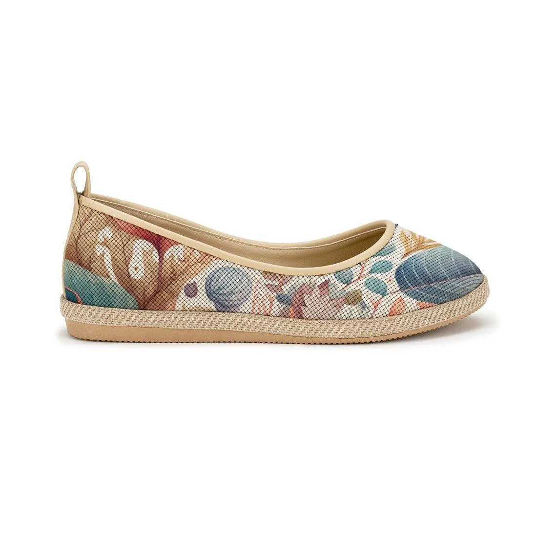 Beige Voyage Round Toe Leaves