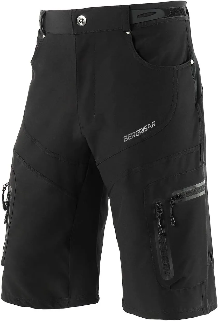 BERGRISAR Men's Cycling Shorts Loose Fit Mountain Bike Shorts with 6 Pockets