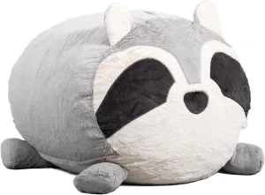 Big Joe Wild Things Foam Filled Animal Bean Bag Chair with Removable Cover, Rocky Raccoon Snugglepuff, Soft Faux Fur, 3 feet Big