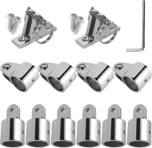 Bimini Top Hardware, 12 Pieces Boat Fittings Fits 7/8'' or 1'' OD 3 Bow Tube 316 Stainless Steel Heavy Dudy Parts for Canopy