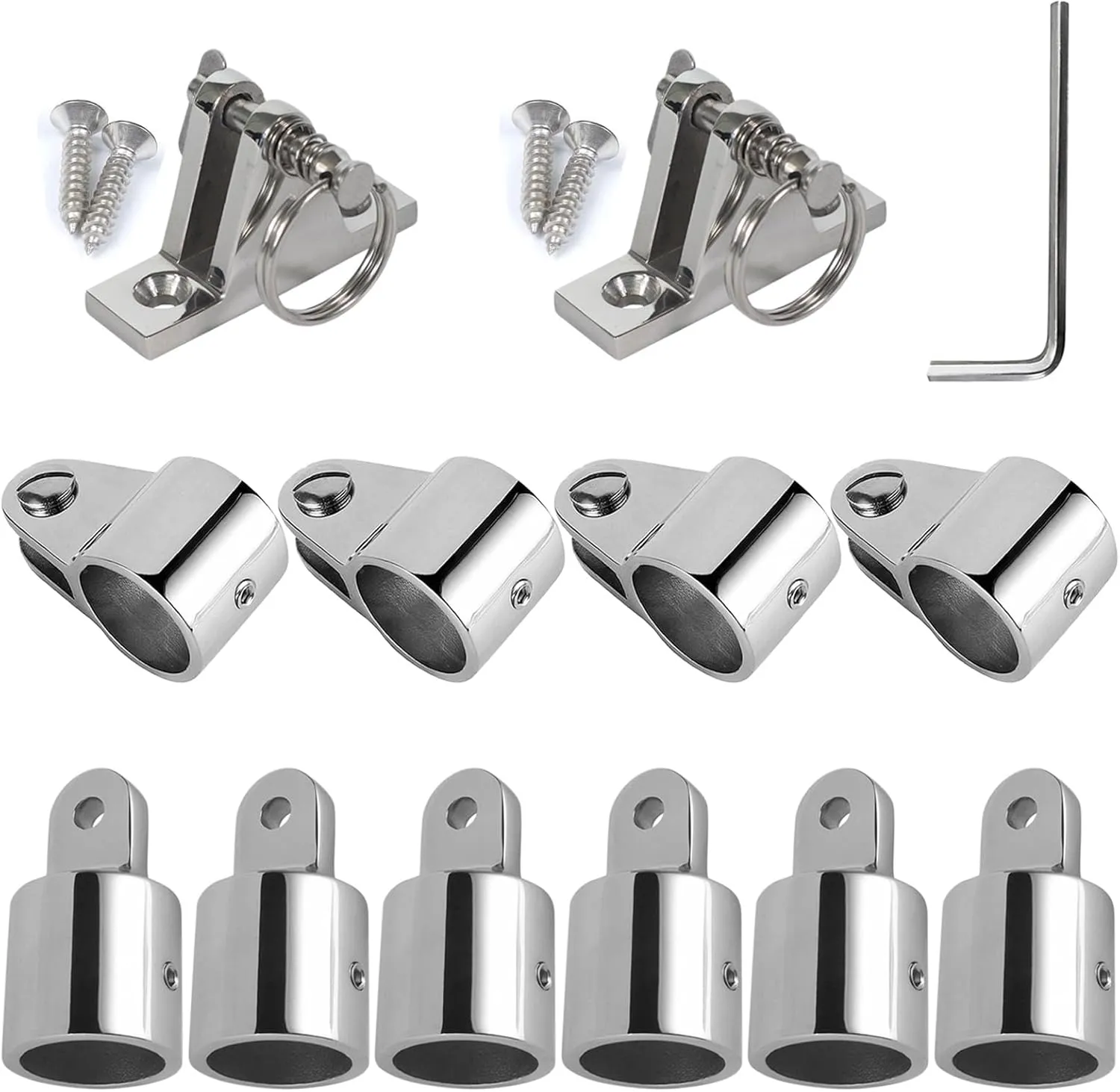 Bimini Top Hardware, 12 Pieces Boat Fittings Fits 7/8'' or 1'' OD 3 Bow Tube 316 Stainless Steel Heavy Dudy Parts for Canopy