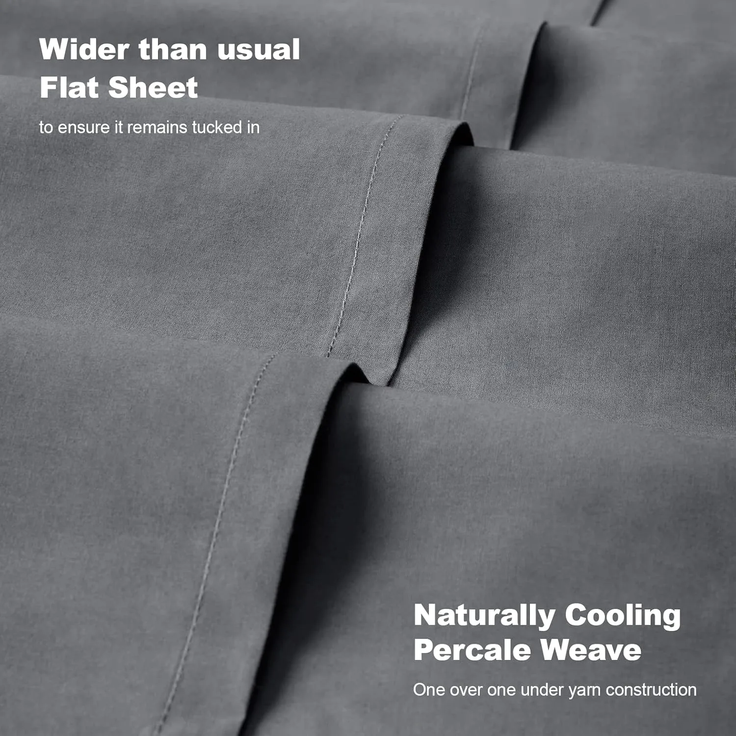 BIOWEAVES 100% Organic Cotton Percale Weave California King Sheet Sets – Crisp, Soft & Naturally Cooling, 300 Thread Count GOTS Certified Cal King Sheets, 17” Deep Pocket – 4 Piece Set, Steel Grey
