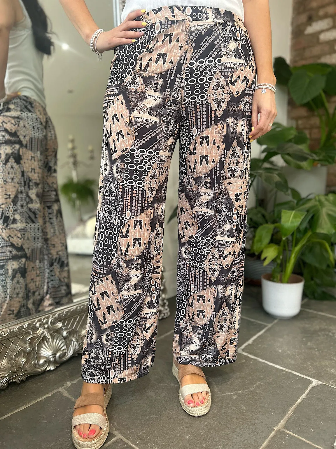Black & Brown Multi Print Trousers Zoe