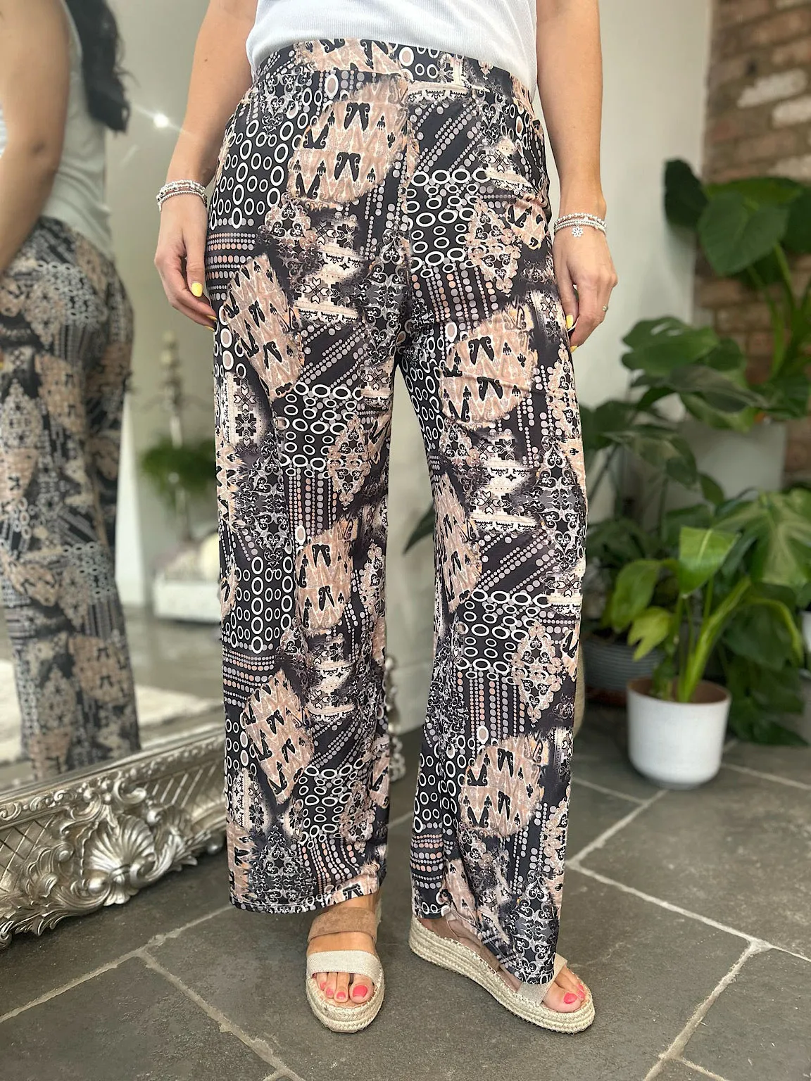 Black & Brown Multi Print Trousers Zoe