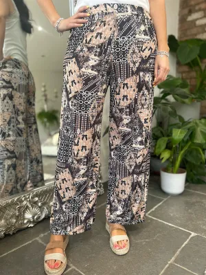 Black & Brown Multi Print Trousers Zoe