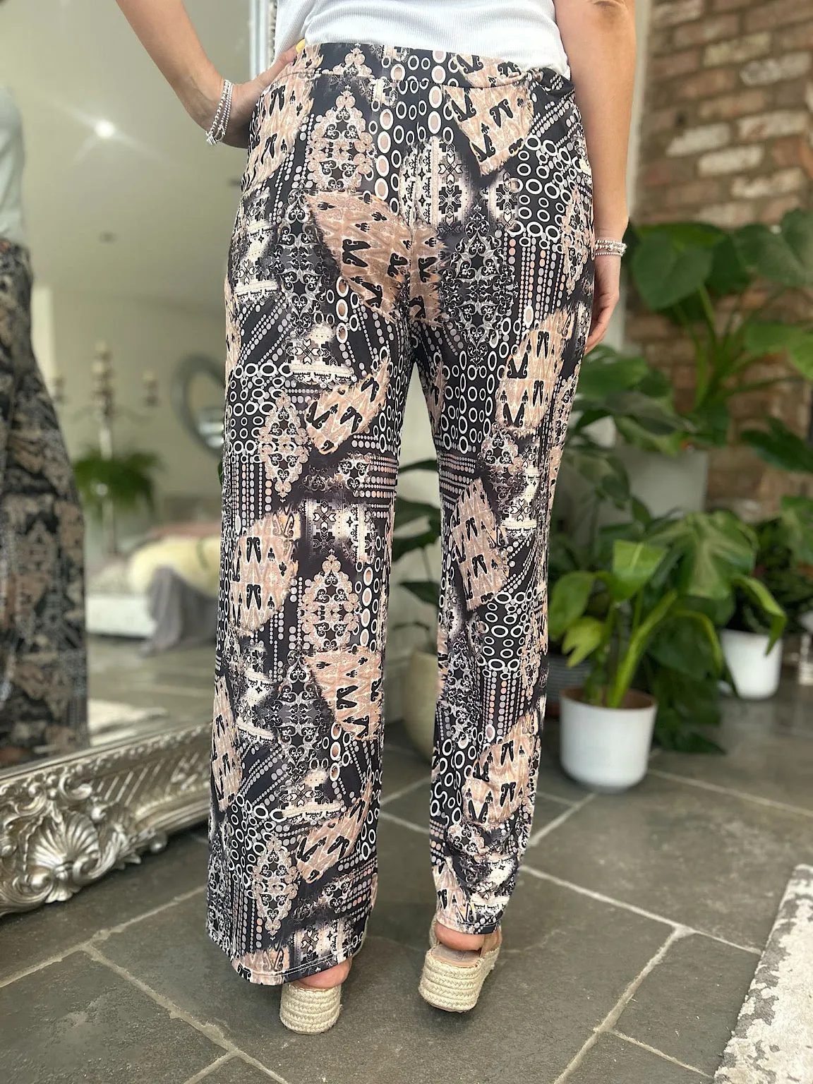 Black & Brown Multi Print Trousers Zoe
