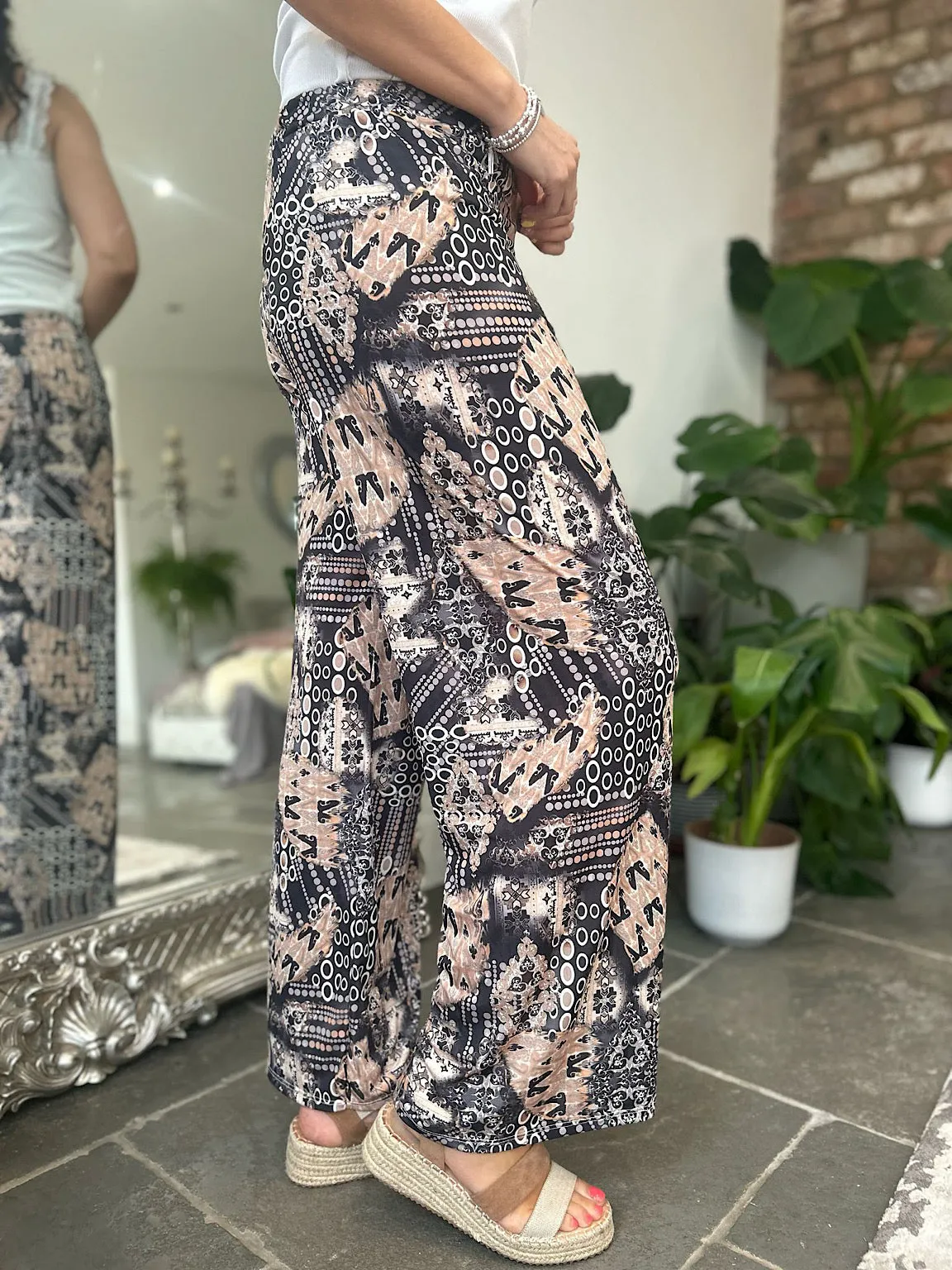 Black & Brown Multi Print Trousers Zoe