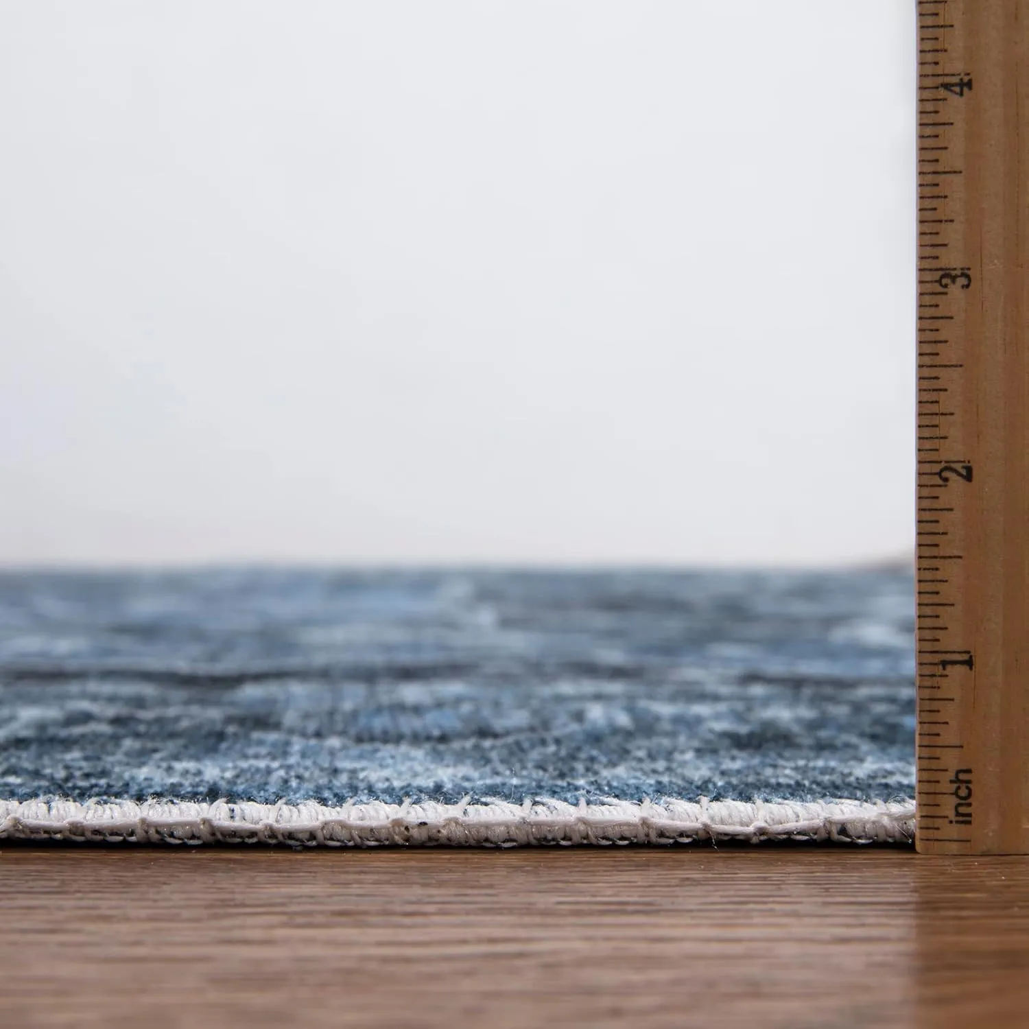 Bloom Rugs Washable Non-Slip 2x3 Rug - Blue/Charcoal Traditional Oriental Area Rug for Living Room, Bedroom, Dining Room, and Kitchen - Exact Size: 2' x 3'