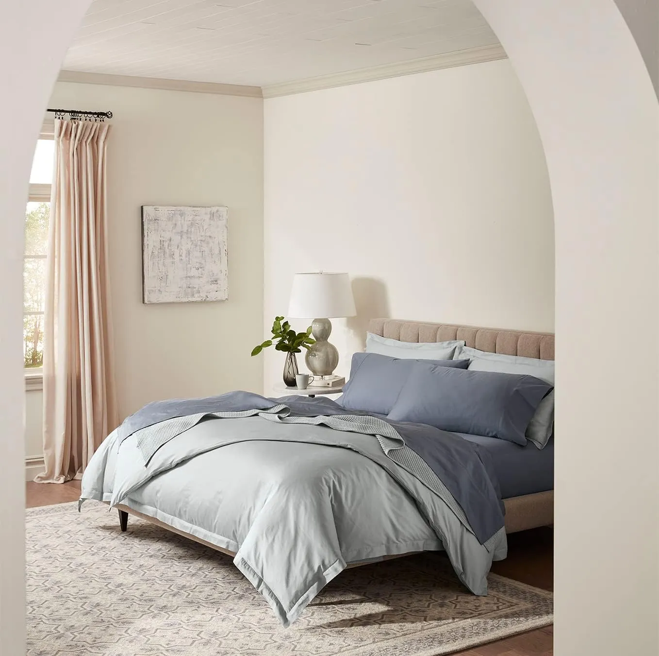 BOLL & BRANCH Signature Hemmed Sheet Set - Full, Mineral - Luxury 100% Organic Cotton - Includes 1 Flat, 1 Fitted, 2 Pillowcases - Buttery Soft