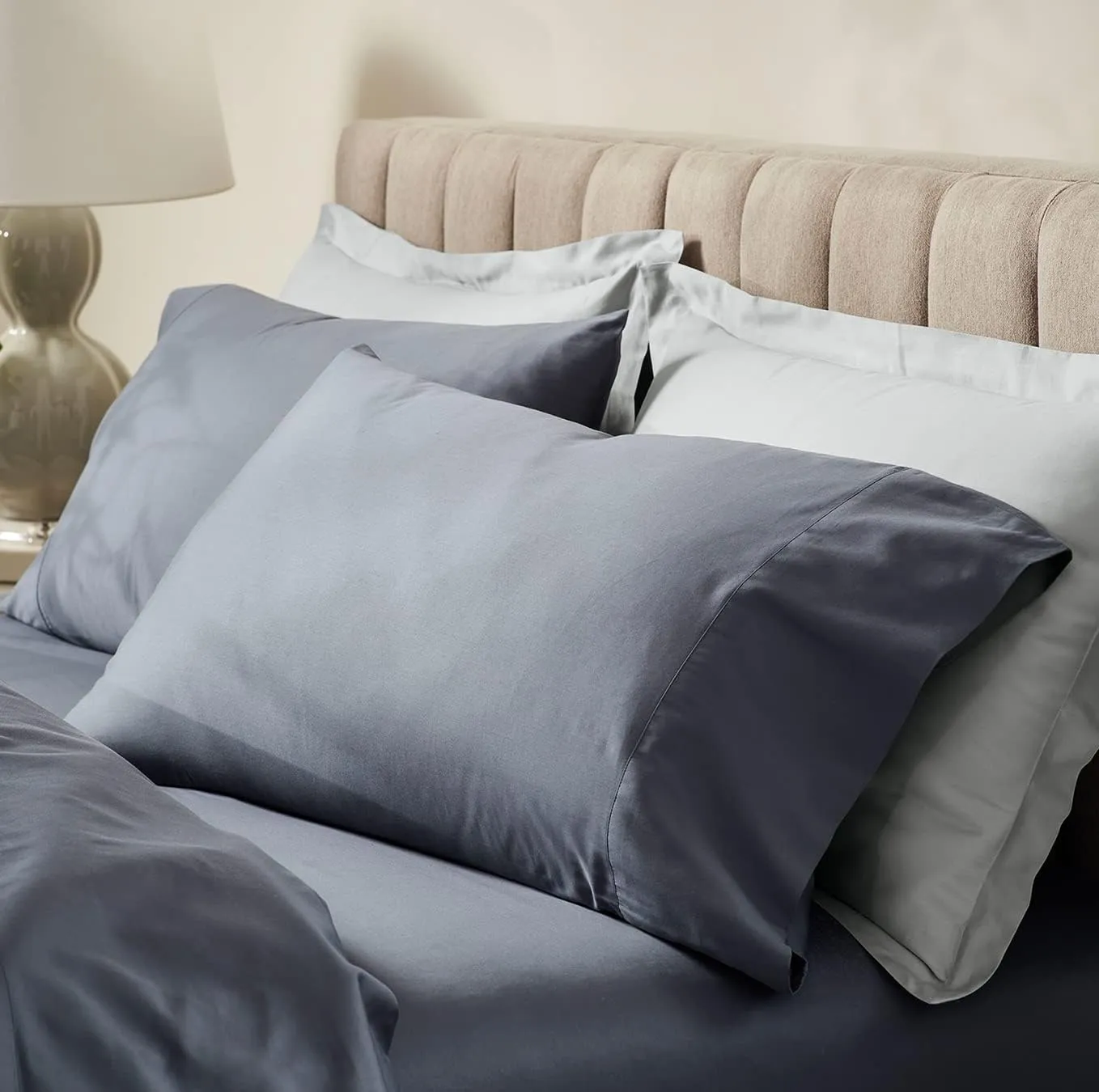 BOLL & BRANCH Signature Hemmed Sheet Set - Full, Mineral - Luxury 100% Organic Cotton - Includes 1 Flat, 1 Fitted, 2 Pillowcases - Buttery Soft