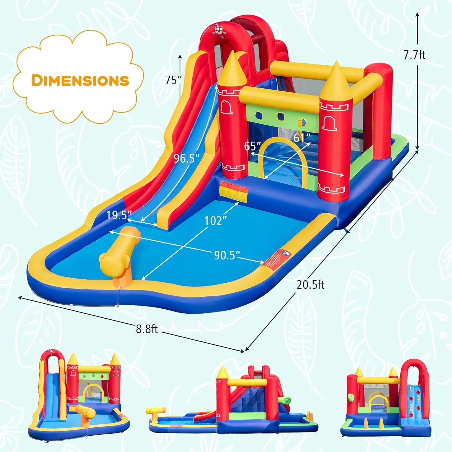 BOUNTECH Inflatable Water Slide, 9 in 1 Bounce House Water Slide Combo for Outdoor Fun w/Large Splash Pool, Ball Pit, Blow up Bouncy Castle Water Slides Inflatables for Big Kids Backyard Party Gifts