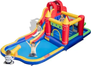 BOUNTECH Inflatable Water Slide, 9 in 1 Bounce House Water Slide Combo for Outdoor Fun w/Large Splash Pool, Ball Pit, Blow up Bouncy Castle Water Slides Inflatables for Big Kids Backyard Party Gifts