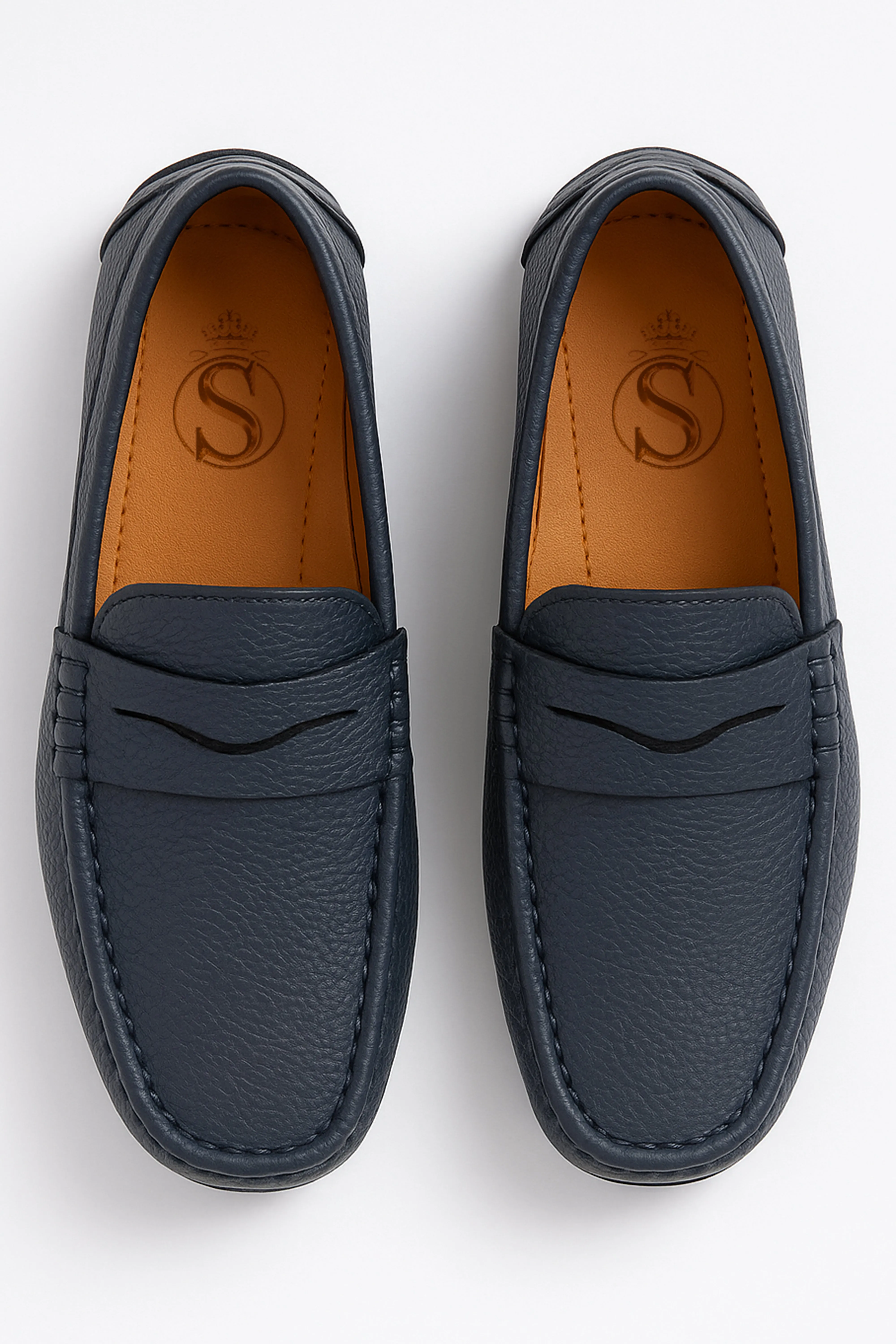 Boys Leather Penny Loafer - HUGO - Navy Blue