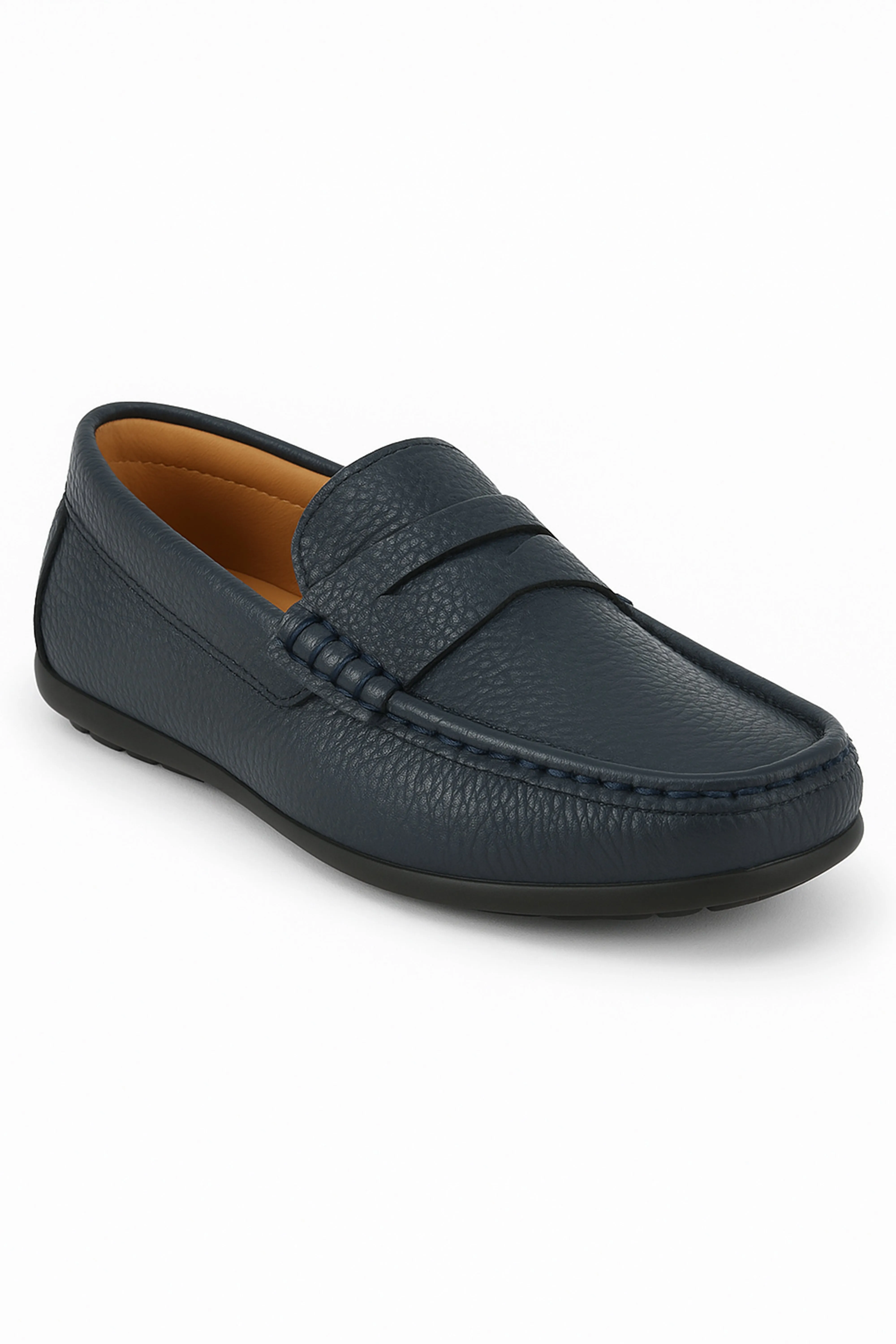 Boys Leather Penny Loafer - HUGO - Navy Blue