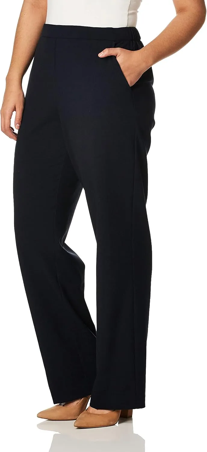 Briggs New York Women's Flat Front Pull on Pant With Slimming Solution (Regular & Short Length)