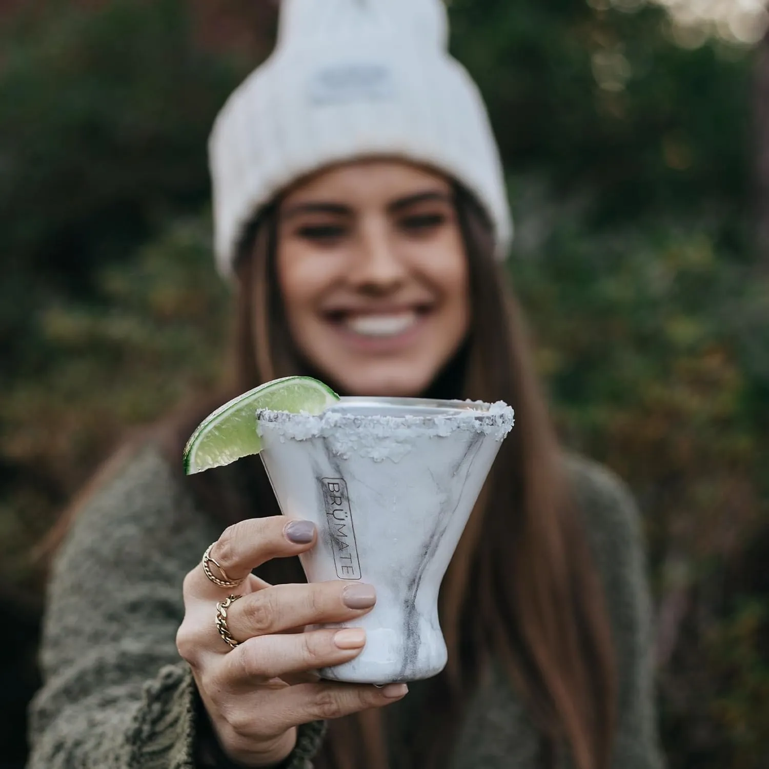 BrüMate MargTini 10oz Martini Margarita Tumbler - Made With Vacuum-Insulated Stainless Steel (Carrara)