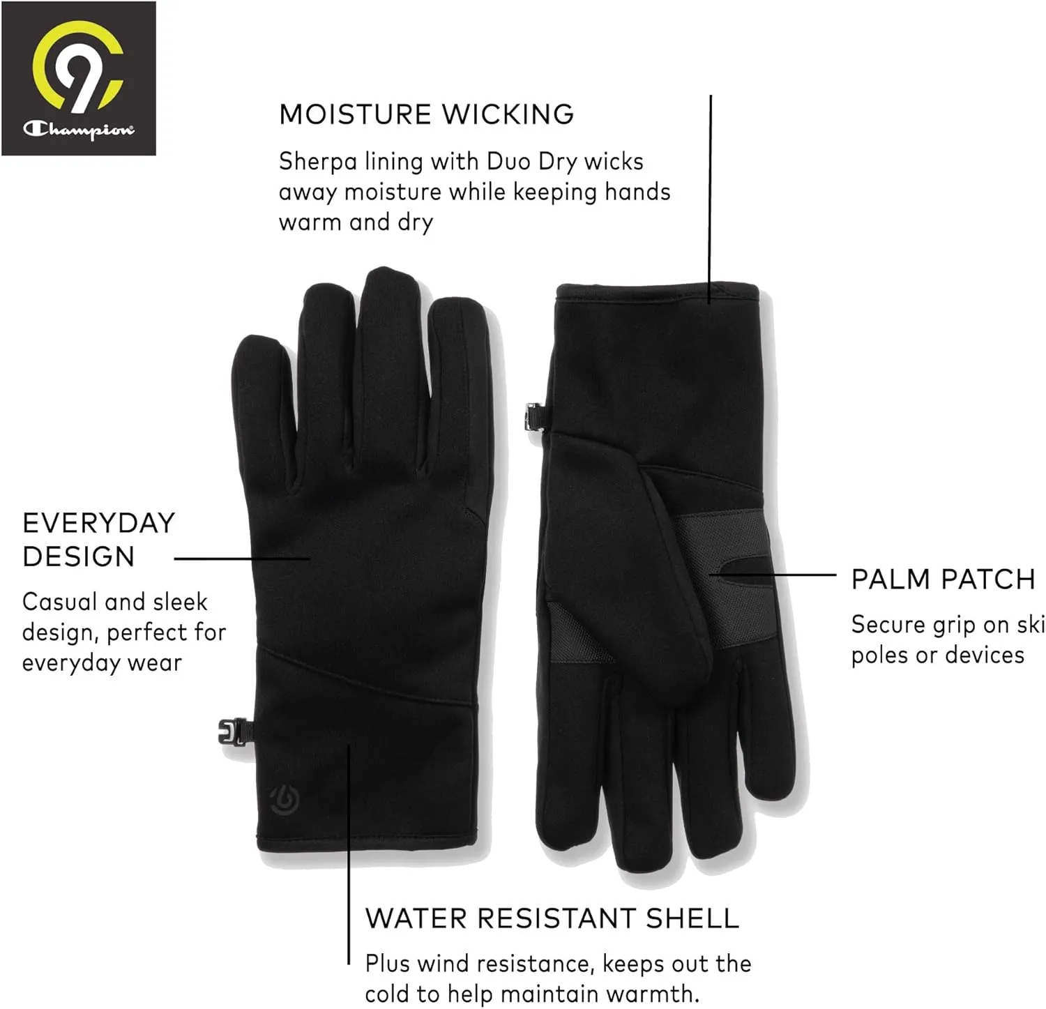 C9 Champion Men's Softshell Glove, Windproof And Water Resistant