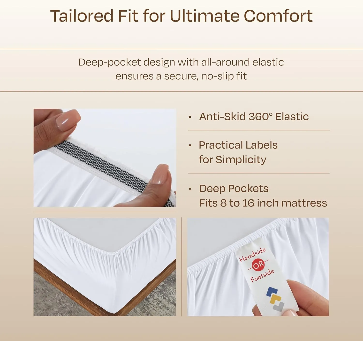 California Design Den Luxury 800 Thread Count King Size Sheets Set - 100% Cotton Sheets, Soft Sateen, Deep Pockets with Anti Skid Elastic for a Snug Fit, Cool & Durable Bedding Set - White