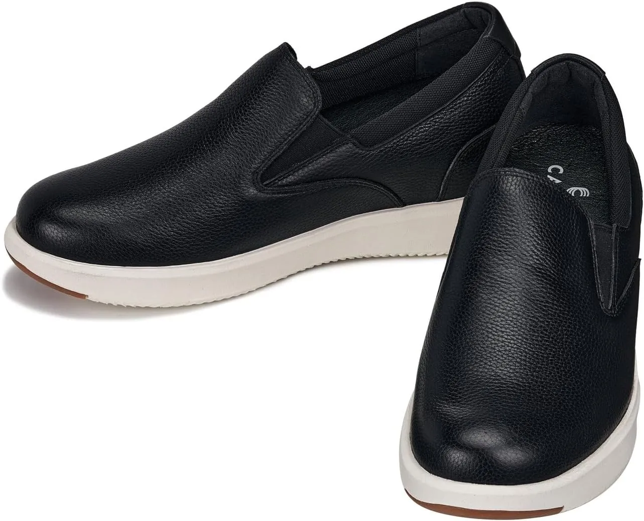 CALTO Men's Invisible Height Increasing Elevator Loafers - Onyx Black Lightweight Slip-on Casual Loafers - 2.8 Inches Taller - J1420 - Size 9 D(M) US