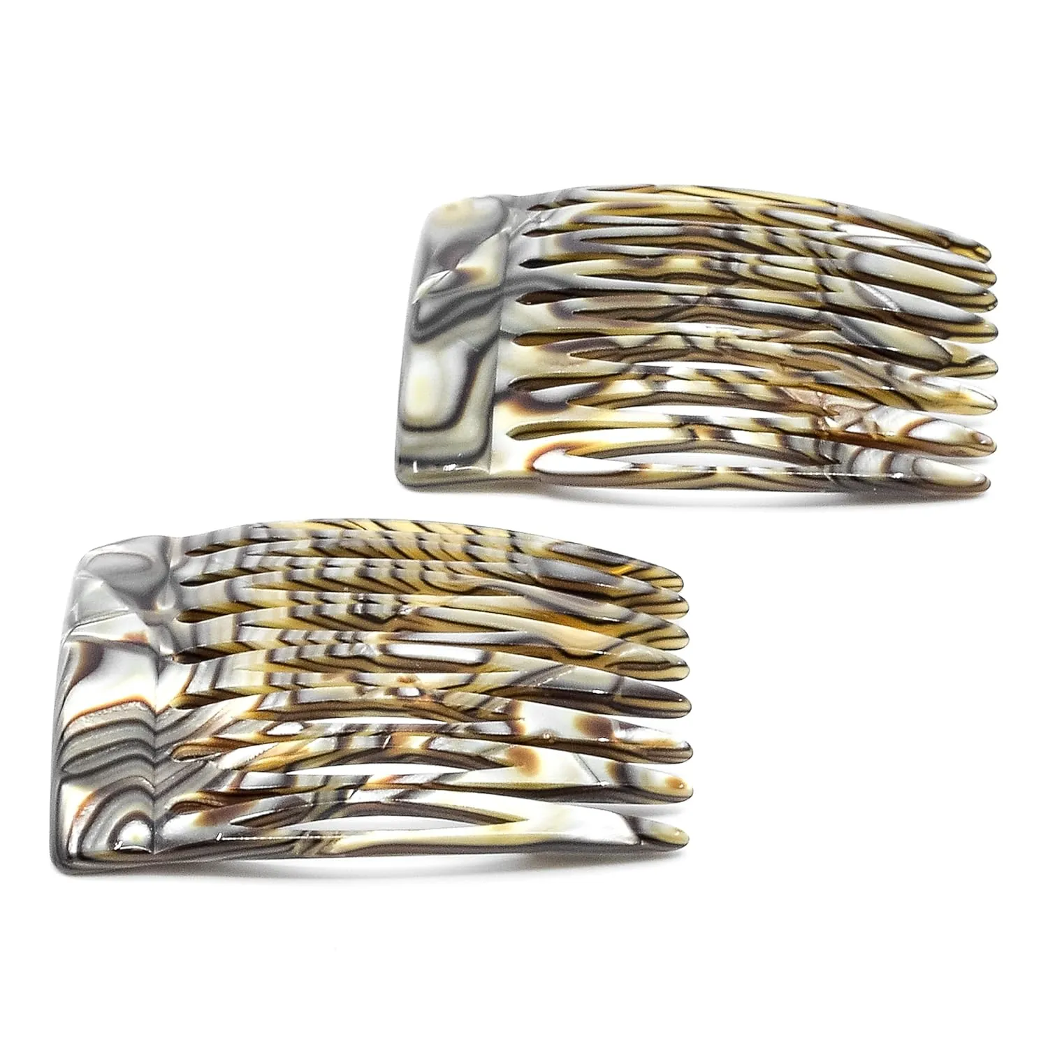 Camila Paris Onyx Pearl Tokyo French Hair Side Comb 6 Piece Handmade Small, French Twist Decorative Hair Combs, Strong Hold Hair Comb Clips for Women, Styling Girls Hair Accessories, Made in France