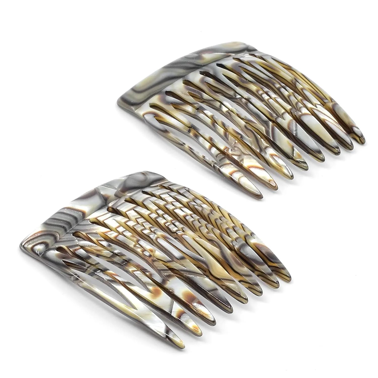 Camila Paris Onyx Pearl Tokyo French Hair Side Comb 6 Piece Handmade Small, French Twist Decorative Hair Combs, Strong Hold Hair Comb Clips for Women, Styling Girls Hair Accessories, Made in France