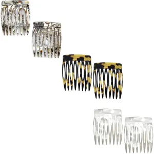 Camila Paris Onyx Pearl Tokyo French Hair Side Comb 6 Piece Handmade Small, French Twist Decorative Hair Combs, Strong Hold Hair Comb Clips for Women, Styling Girls Hair Accessories, Made in France
